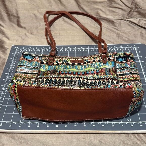 Sakroots Amazing Patterned Canvas And Vegan ? Leather Tote - Picture 5 of 8